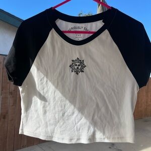 Women's Black and White Sun Embroidered Top